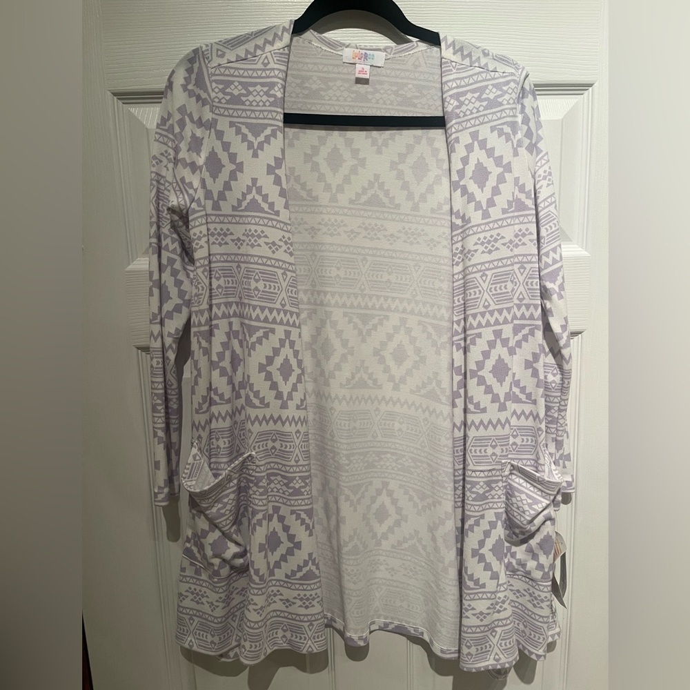LuLaRoe‎ Small Purple and White Aztec Cardigan Sweater boho Girlhoodcore indie